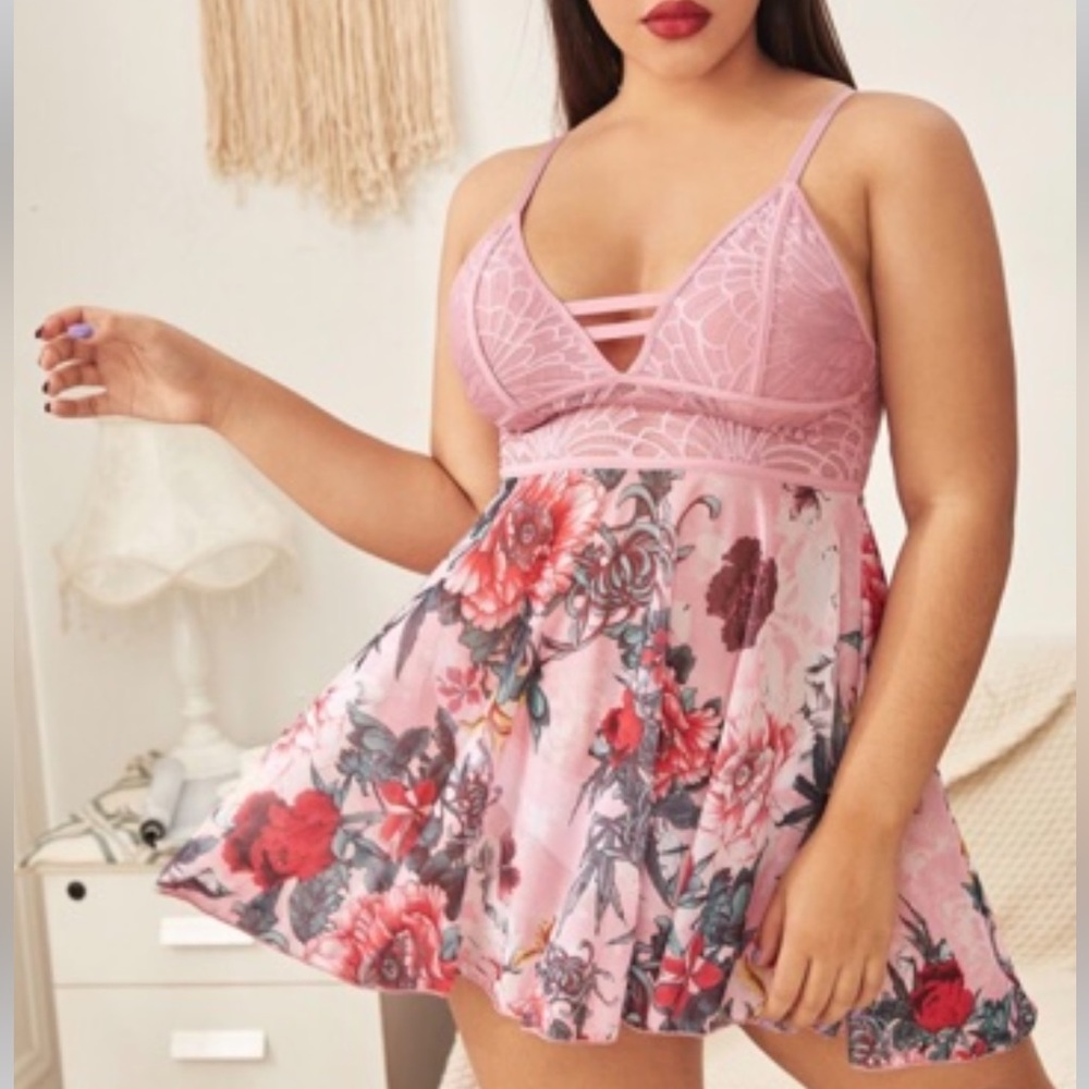 NWT•XL-2X•LA ISLA MAS BONITA FLORAL CHEMISE SET•NEW